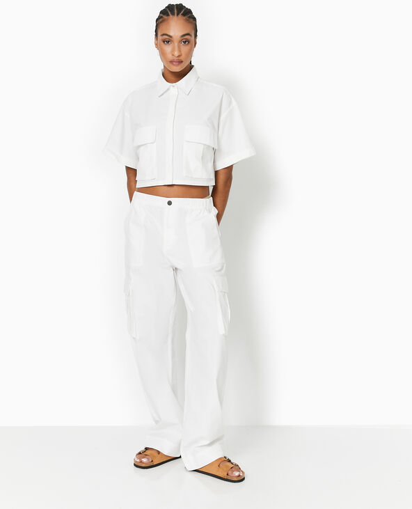 Pantalon large cargo blanc - Pimkie