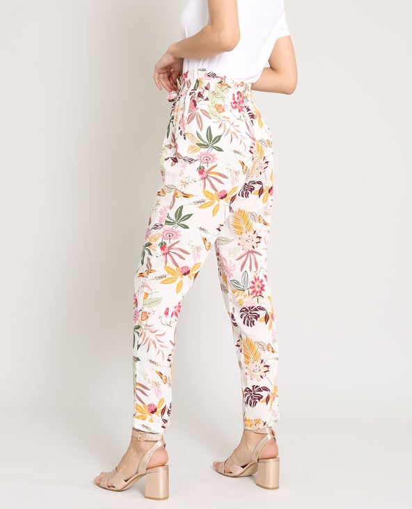 Pantalon fluide imprimé blanc - Pimkie
