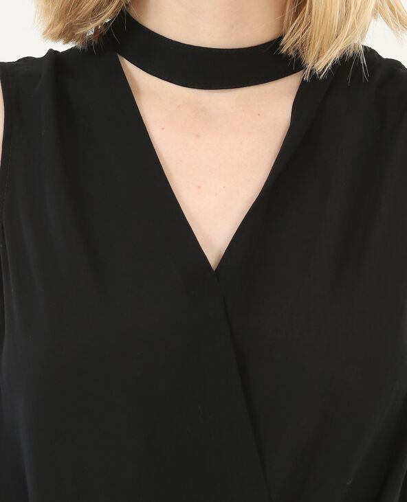 Top croisé col choker noir - Pimkie