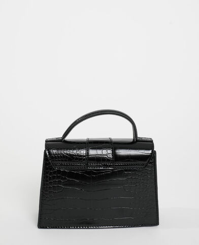 Sac boxy effet croco noir - Pimkie