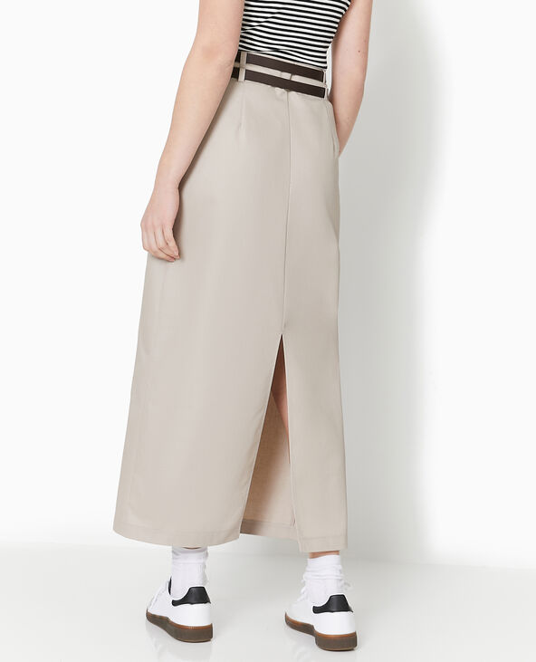 Jupe longue en toile avec ceintures beige - Pimkie