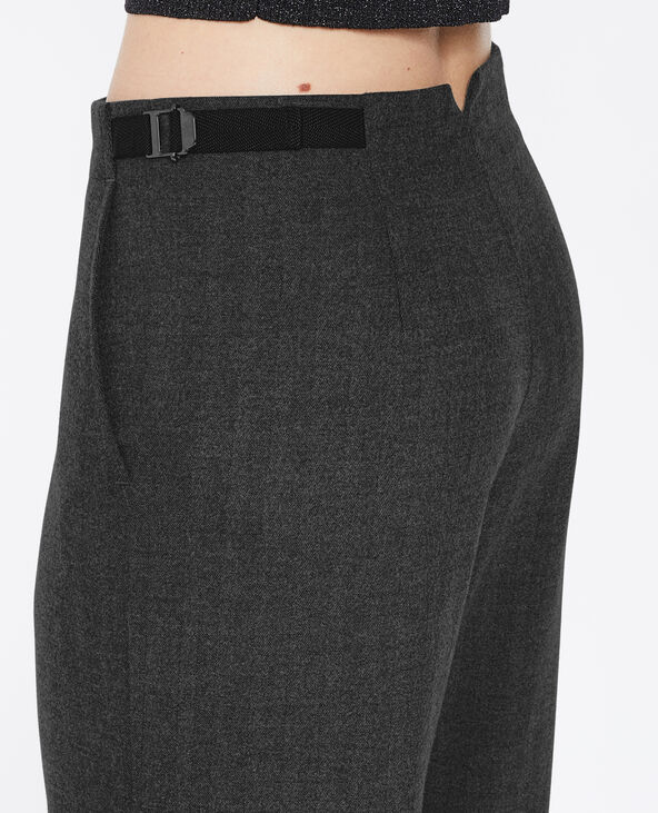 Pantalon large et droit taille basse gris chiné - Pimkie