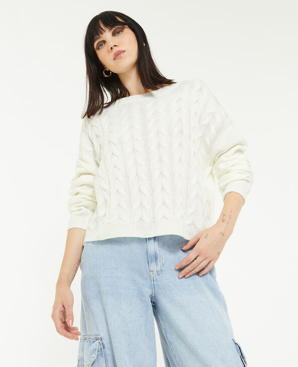 Pull maille torsadée blanc - Pimkie