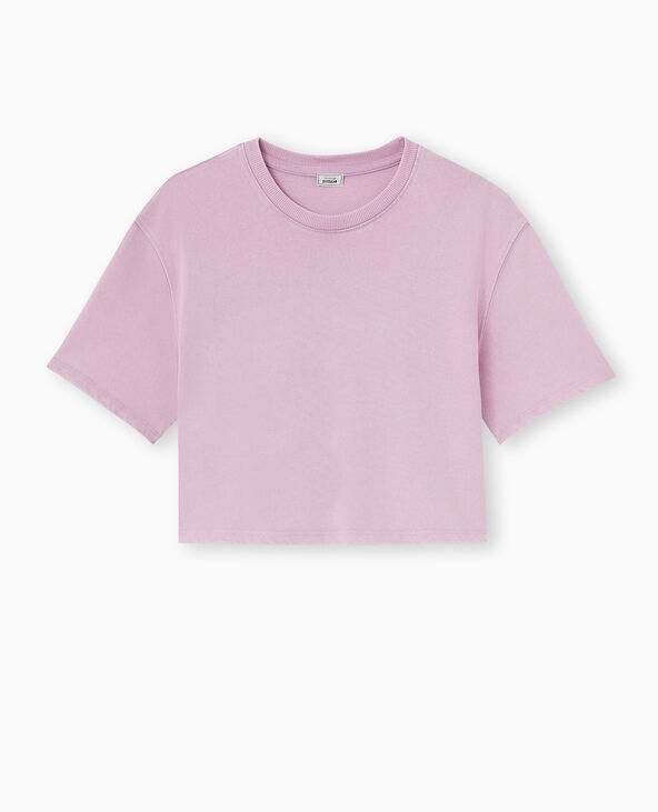 T-shirt court en coton épais effet délavé rose - Pimkie