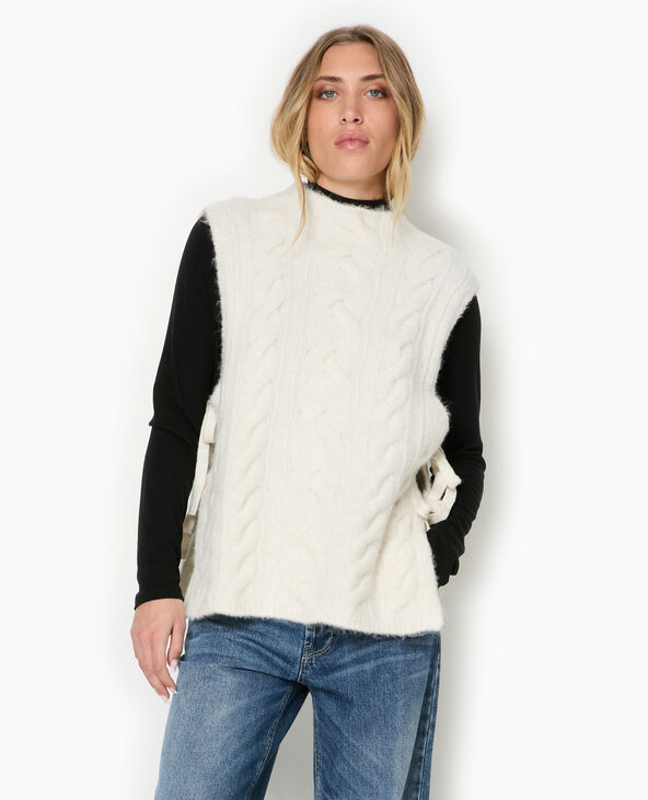 Pull sans manches avec nouettes sur les côtés blanc - Pimkie