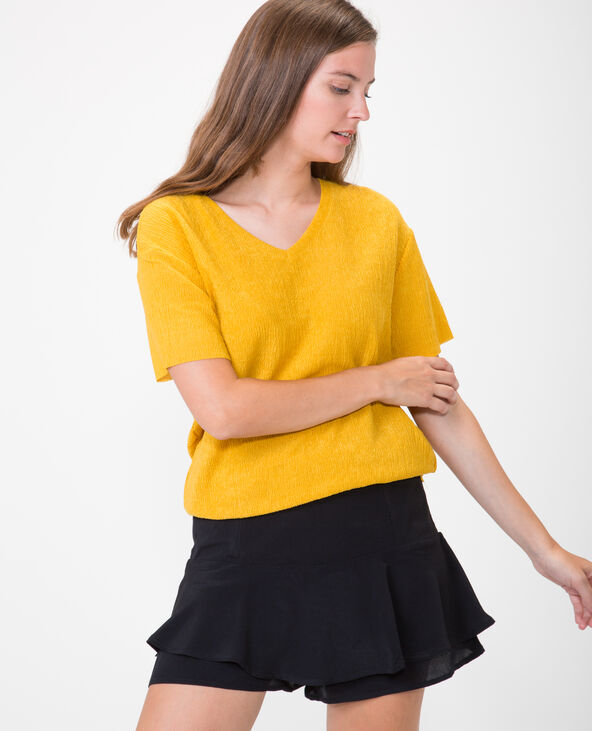 T-shirt texturé jaune ocre - Pimkie