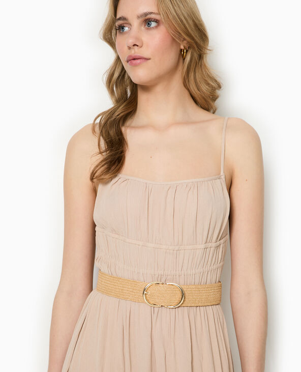 Ceinture élastiquée en raphia beige - Pimkie