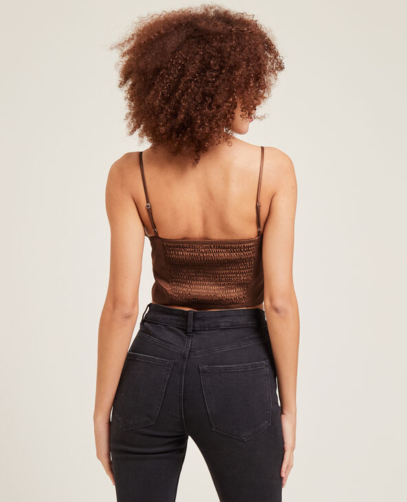 Top bénitier satiné marron - Pimkie