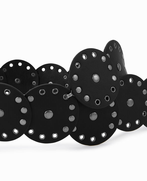 Ceinture avec ronds, oeillets et clous noir - Pimkie