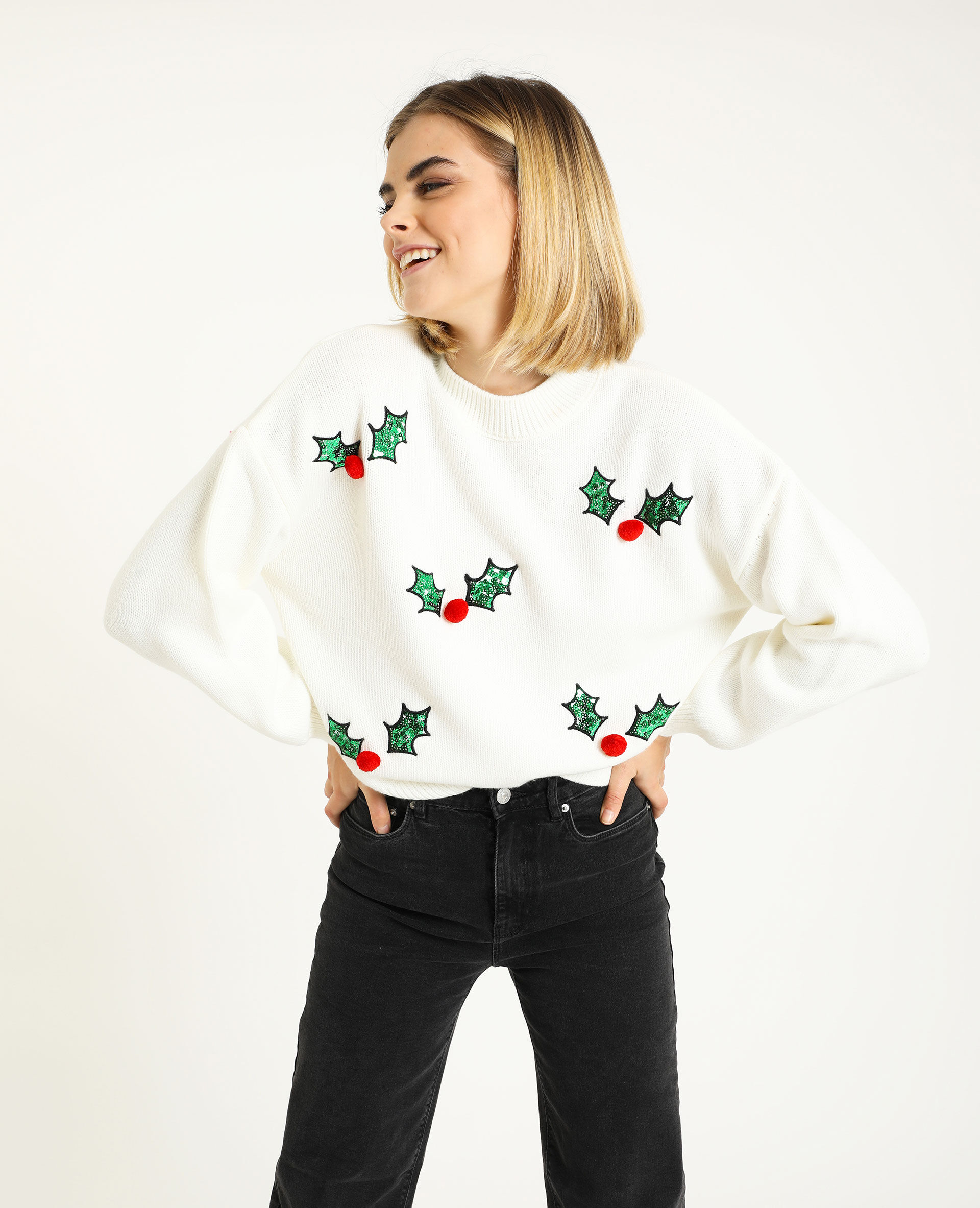 Pull de Noël blanc - 408361E23F0A | Pimkie