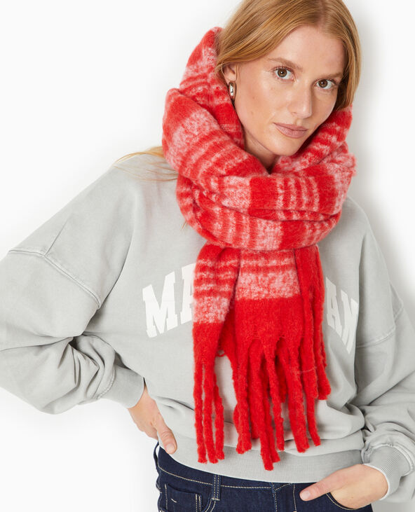 Echarpe en maille extra douce avec franges rouge - Pimkie