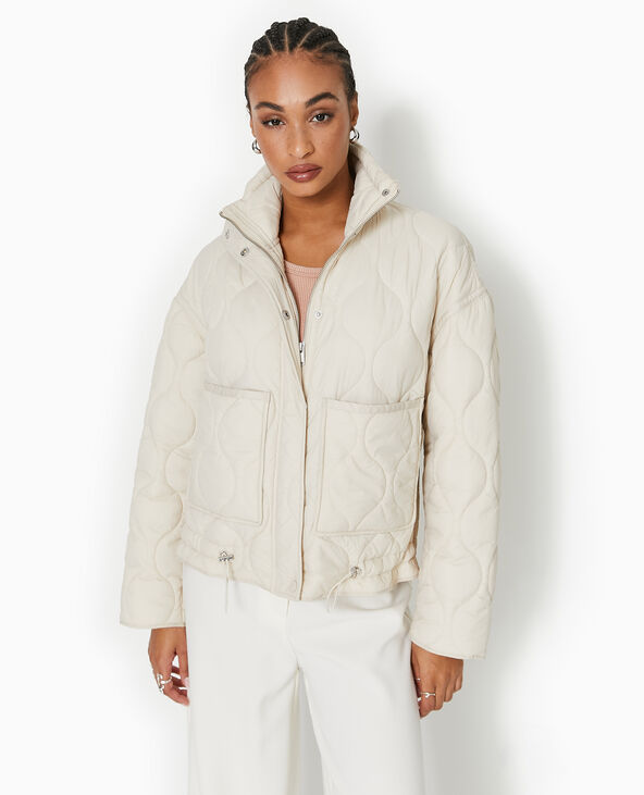 Veste matelassée + écharpe assortie beige - Pimkie