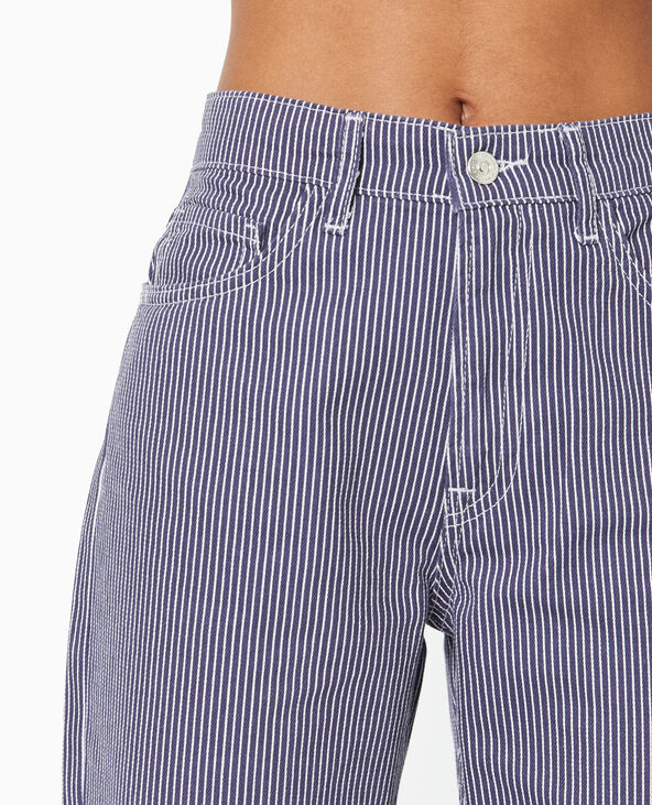 Jean rayé droit taille haute bleu foncé - Pimkie