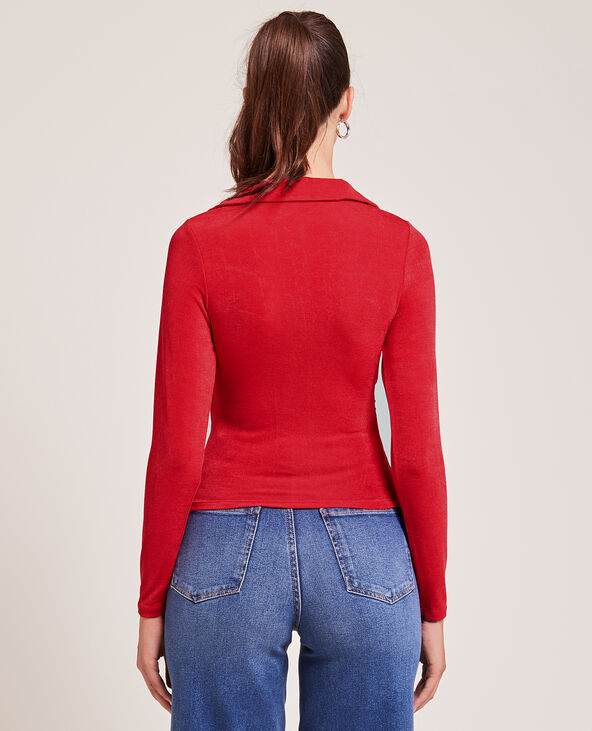 Top cache-cœur en maille fluide rouge - Pimkie