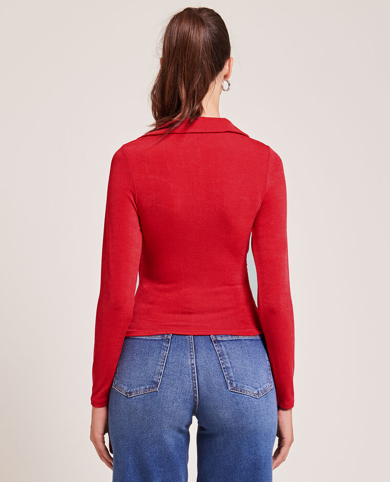Top cache-cœur en maille fluide rouge - Pimkie