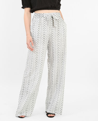 Pantalon fluide imprimé blanc - Pimkie