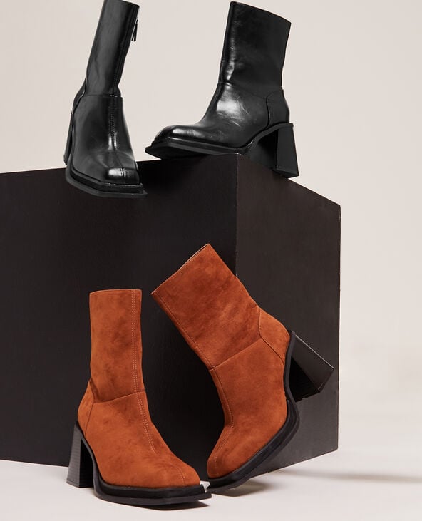 Bottes courtes bouts carrés noir - Pimkie