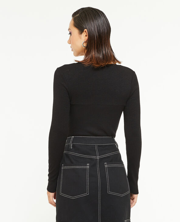 Top manches longues effet corset noir - Pimkie