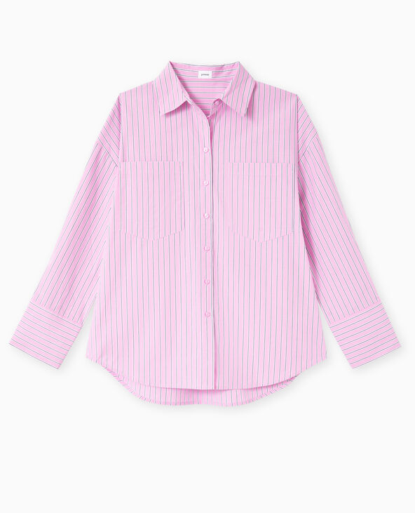 Chemise oversize rayée avec poches Rose poudré - Pimkie
