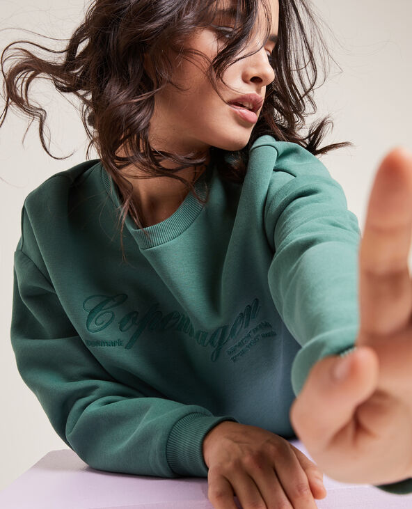 Sweat brodé vert de gris - Pimkie
