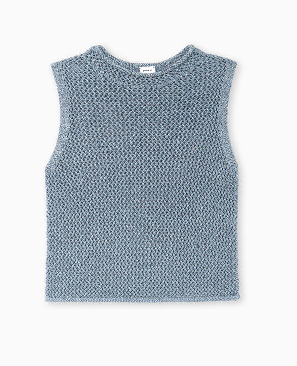 Top sans manches avec fils lurex bleu - Pimkie