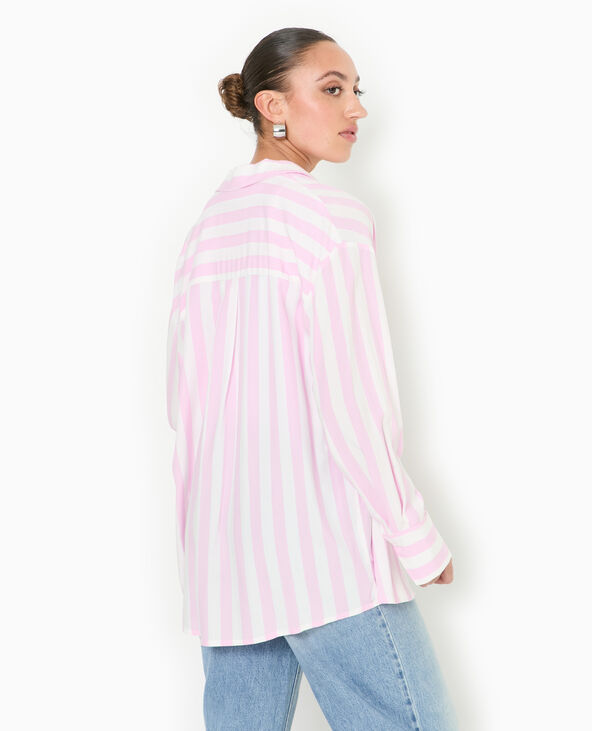 Chemise rayée oversize en tissu fluide rouge - Pimkie