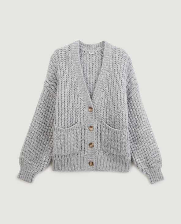 Gilet en grosses mailles gris chiné - Pimkie
