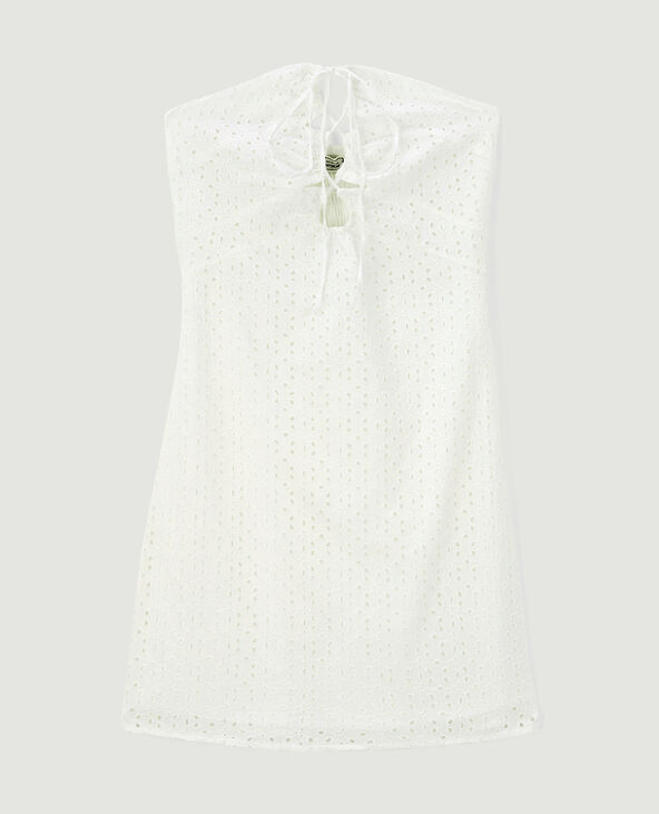 Robe courte bustier avec broderie anglaise blanc - Pimkie