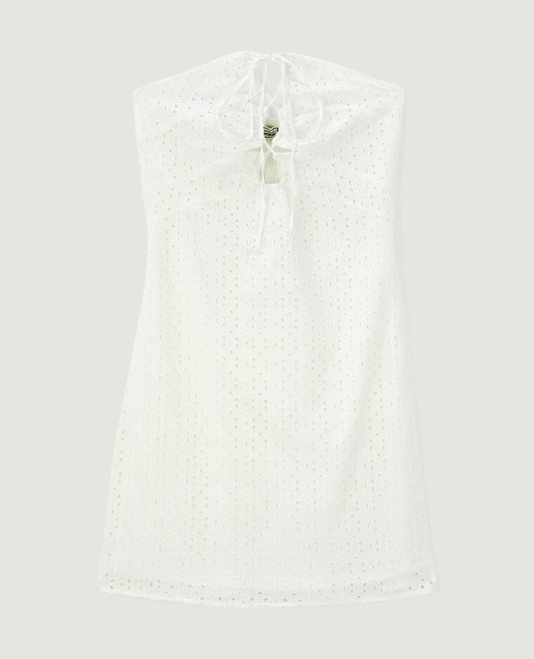 Robe courte bustier avec broderie anglaise blanc - Pimkie