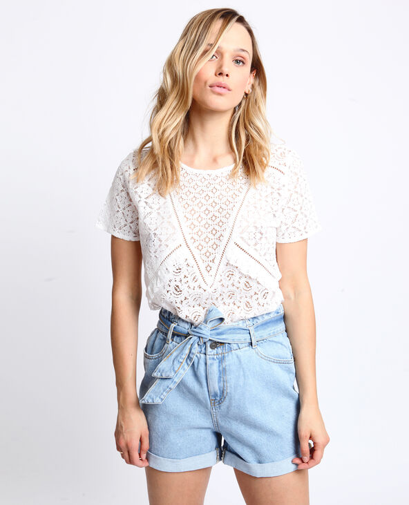 T-shirt en dentelle blanc - Pimkie