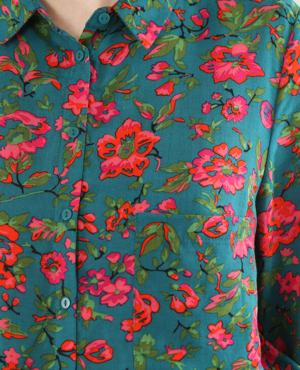 Chemise imprimé fleuri vert foncé - Pimkie