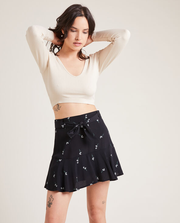 Jupe-short à volant noir - Pimkie