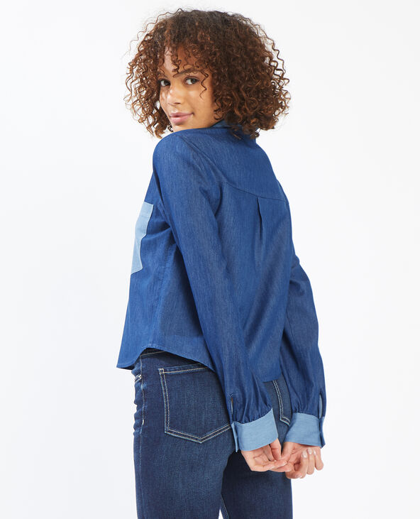 Chemise effet jean bicolore bleu clair - Pimkie