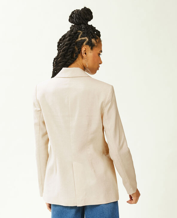 Veste blazer en toile avec lin écru - Pimkie