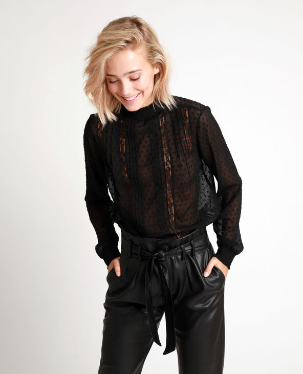 Blouse plumetis noir zara sale