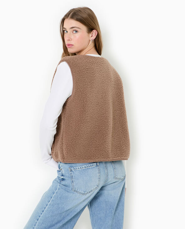 Gilet sans manches en sherpa effet mouton marron - Pimkie