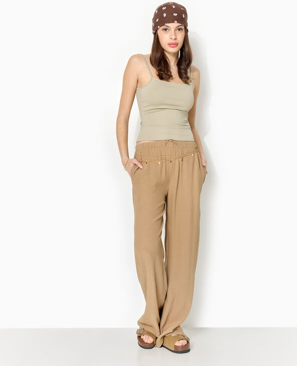 Débardeur maille extensible fines bretelles vert kaki - Pimkie