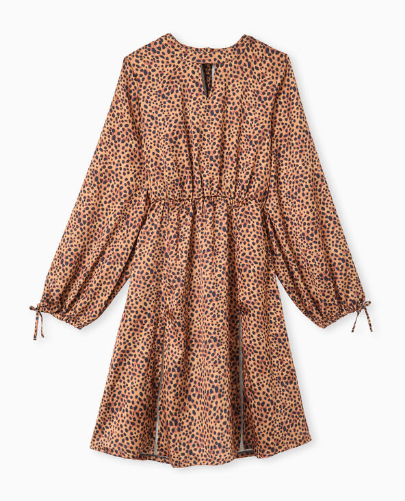 Robe midi en tissu satiné motif léopard marron - Pimkie