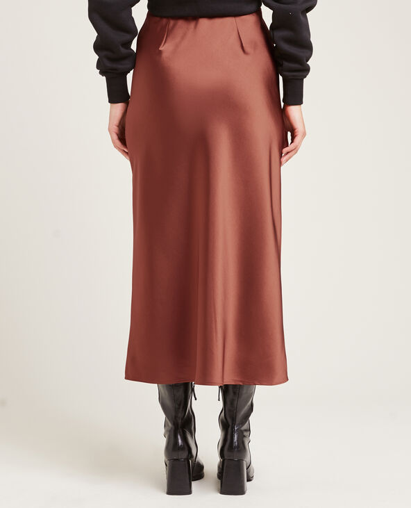 Jupe longue en satin orange - Pimkie