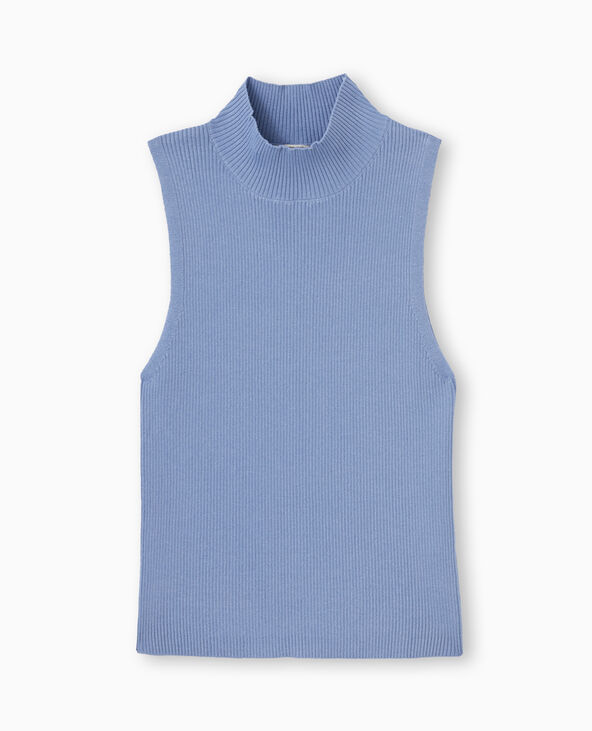 Pull sans manches en maille côtelée bleu - Pimkie