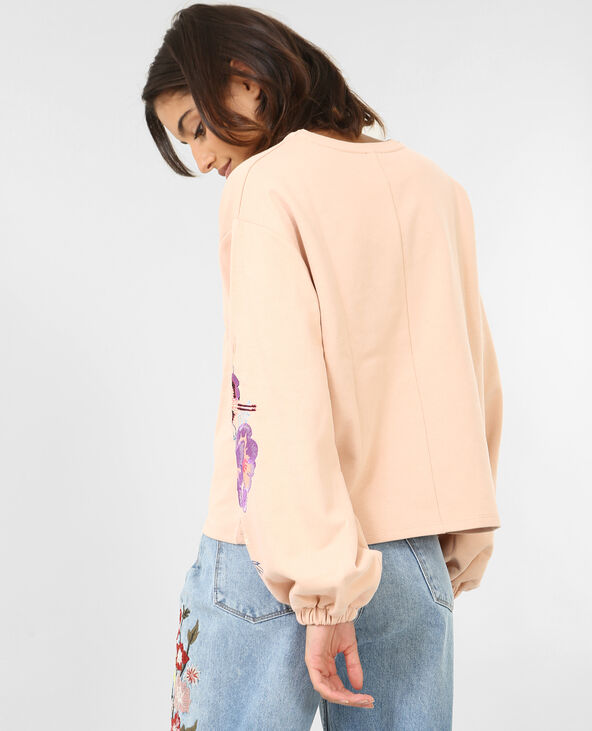 Sweat à broderies rose clair - Pimkie