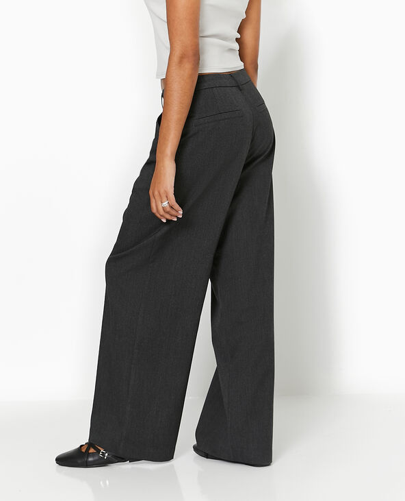 Pantalon droit et large avec pinces gris foncé - Pimkie