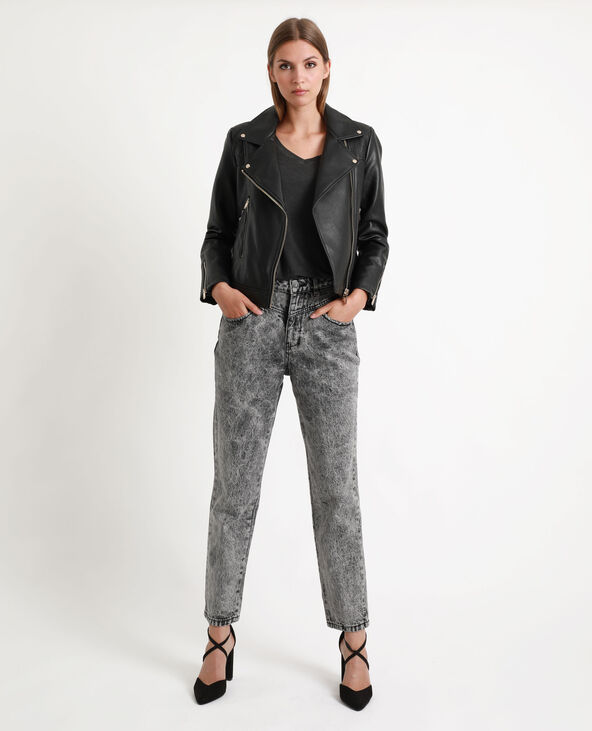 Jean mom best sale gris foncé