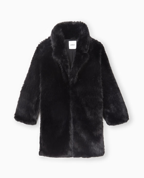 Manteau en fausse fourrure noir - Pimkie
