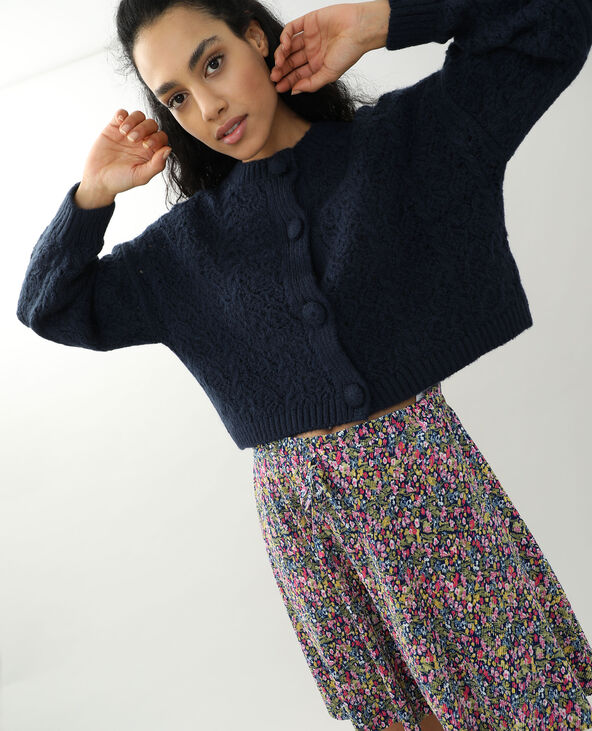 Gilet maille fantaisie bleu marine - Pimkie
