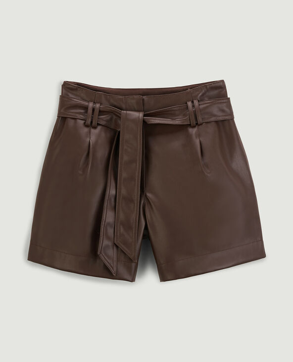 Short taille haute en simili cuir marron - Pimkie