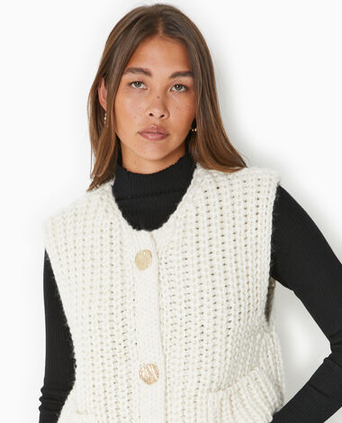 Cardigan Gilet Femme Long Noir Grosse Maille Blanc Court Pimkie