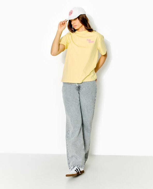 T-shirt oversize avec print poitrine et dos jaune - Pimkie