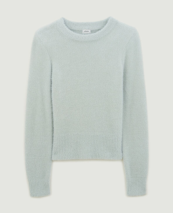 Pull en maille poilue et extensible vert de gris - Pimkie