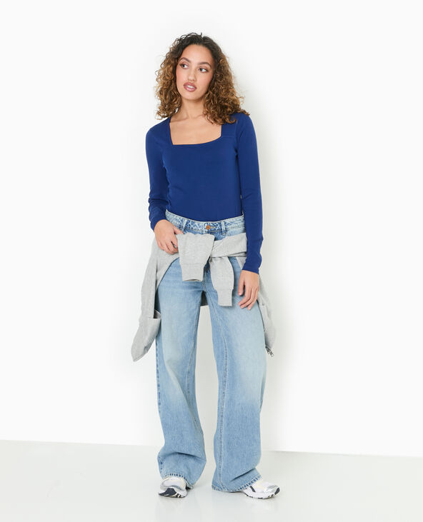 Body manches longues encolure carrée bleu marine - Pimkie